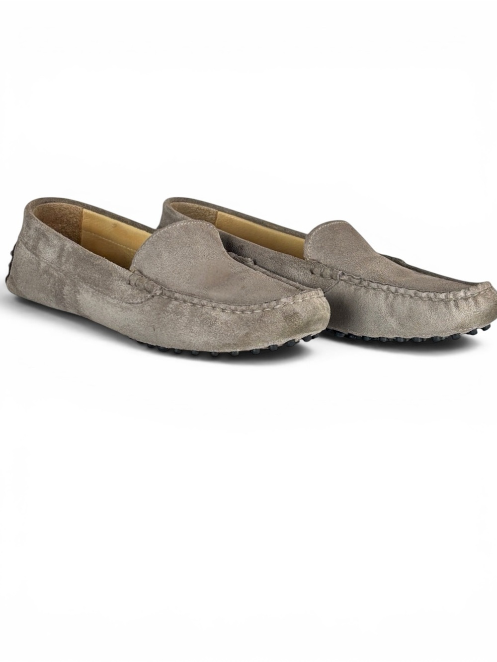 M Gemi Felize Suede Italian Driving Grey Loafers Moccasin Shoes Size 37 US 7